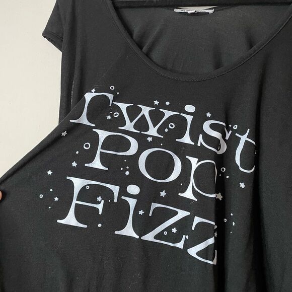 Wildfox Short Sleeve Top Twist Pop Fuzz Tulum Tunic Black - Picture 5 of 8